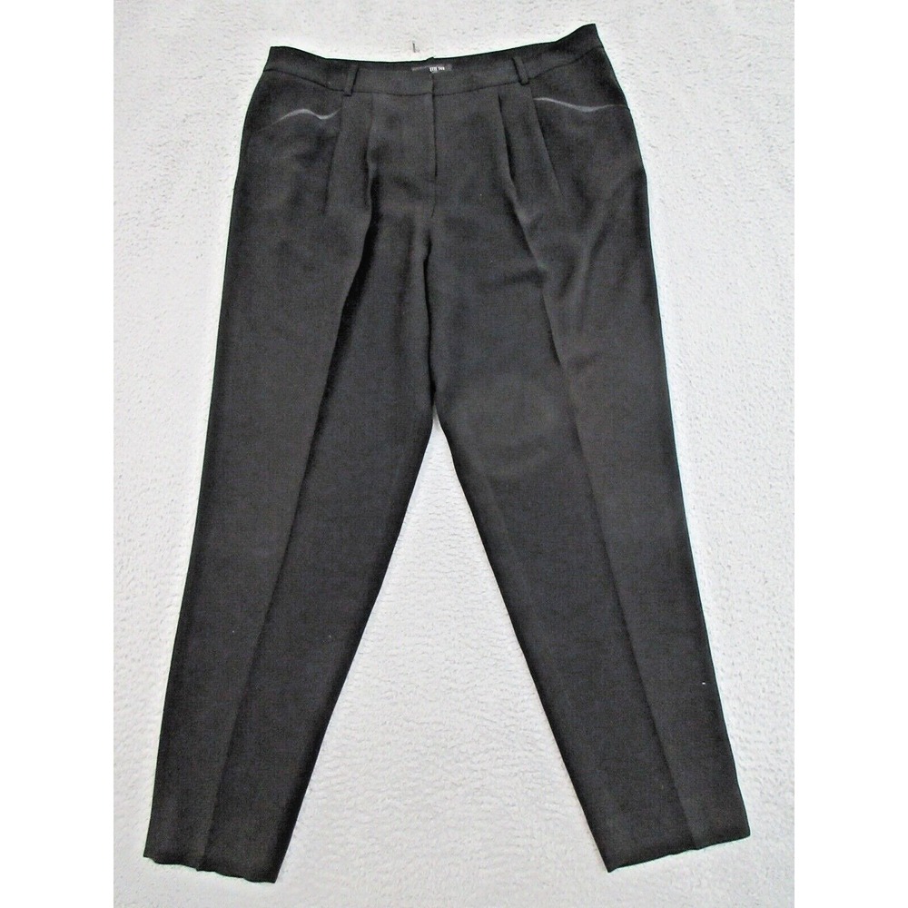 Lafayette‎ 148 Pleated Pants Women 14 Black Trouser Sophisticated Quiet Luxury